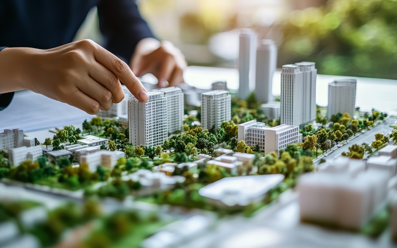 Architecte réfléchissant à un nouvel aménagement urbain