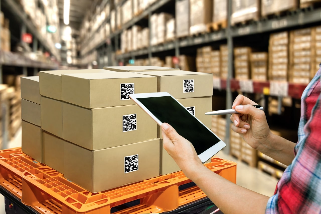 Stock marchandises et tablette tactile